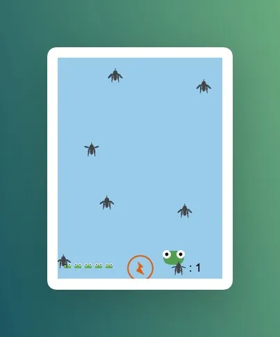 Gameplay: the frog catching flies, lives shown at the bottom